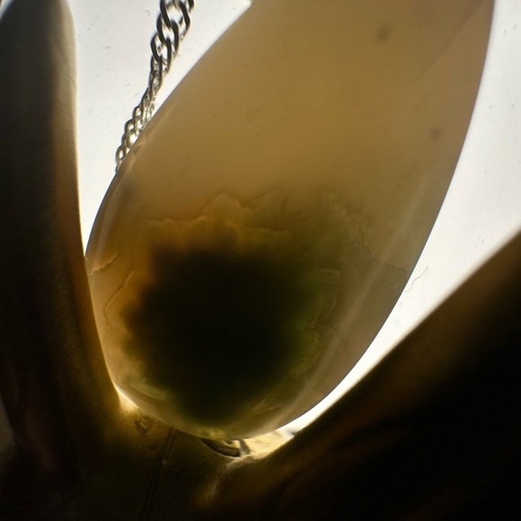 Natural Ocean Jasper Teardrop Pendant Necklace on Silver Chain - Picture 8 of 8